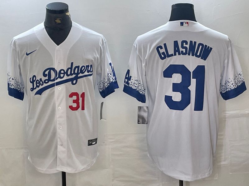 Men Los Angeles Dodgers 31 Glasnow White City Edition 2024 Nike Game MLB Jersey style 4